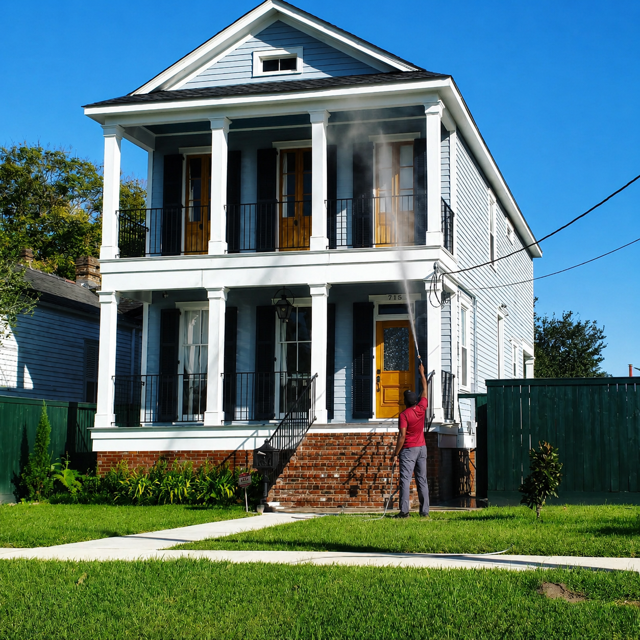Soft Washing a house